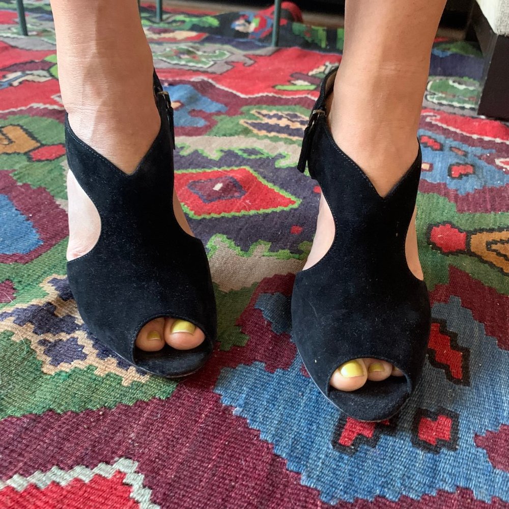 Prada Calzature Donna Black Suede Cut Out Heels